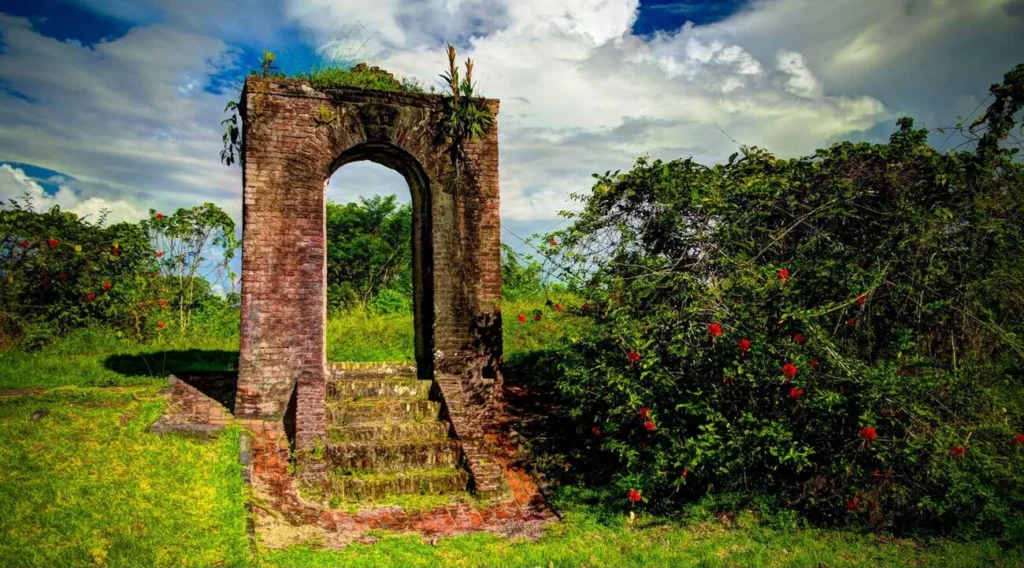 ruins of kai kover-all-fort on the kykoveral-island in essequibo-deltacuyuni mazaruni in guyana